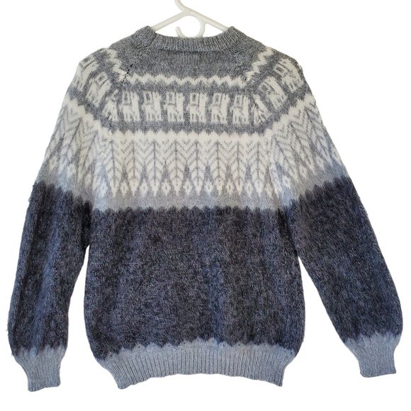 Vintage Fair Isle Alpaca Wool Sweater Women's M Bolivia Knit Handmade Pullover - Picture 4 of 12